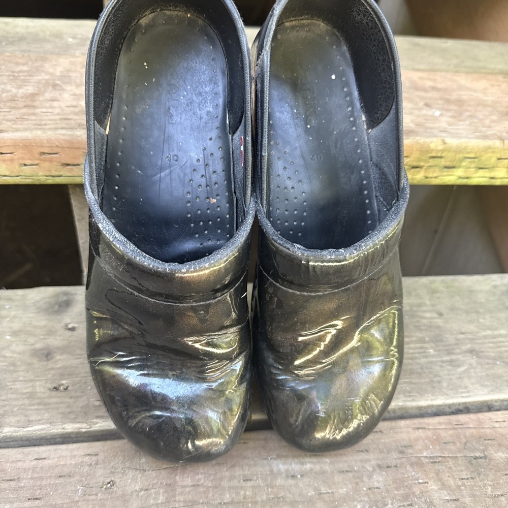 Sanita The Original Danish Clogs Work Nurse Women's Black Patent Size 40 - Picture 2 of 10